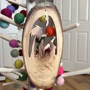 Olive Wood Nativity Ornament
